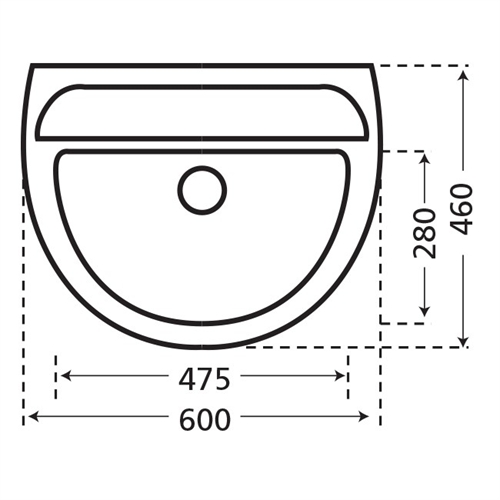60cm Medical Wash Basin - No Tap Hole